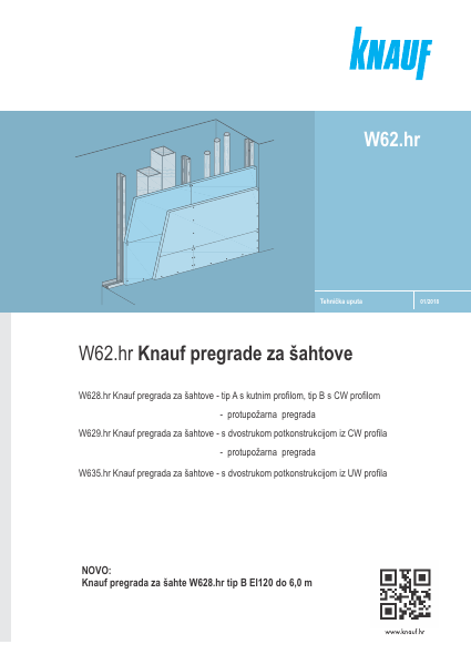 Naslovnica: Knauf W62.hr - pregrade za šahtove